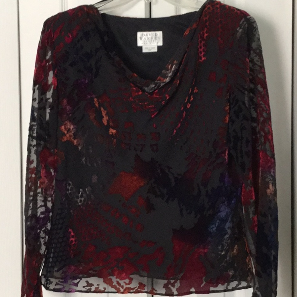 Long Sleeve Sheer top with Black Cami
